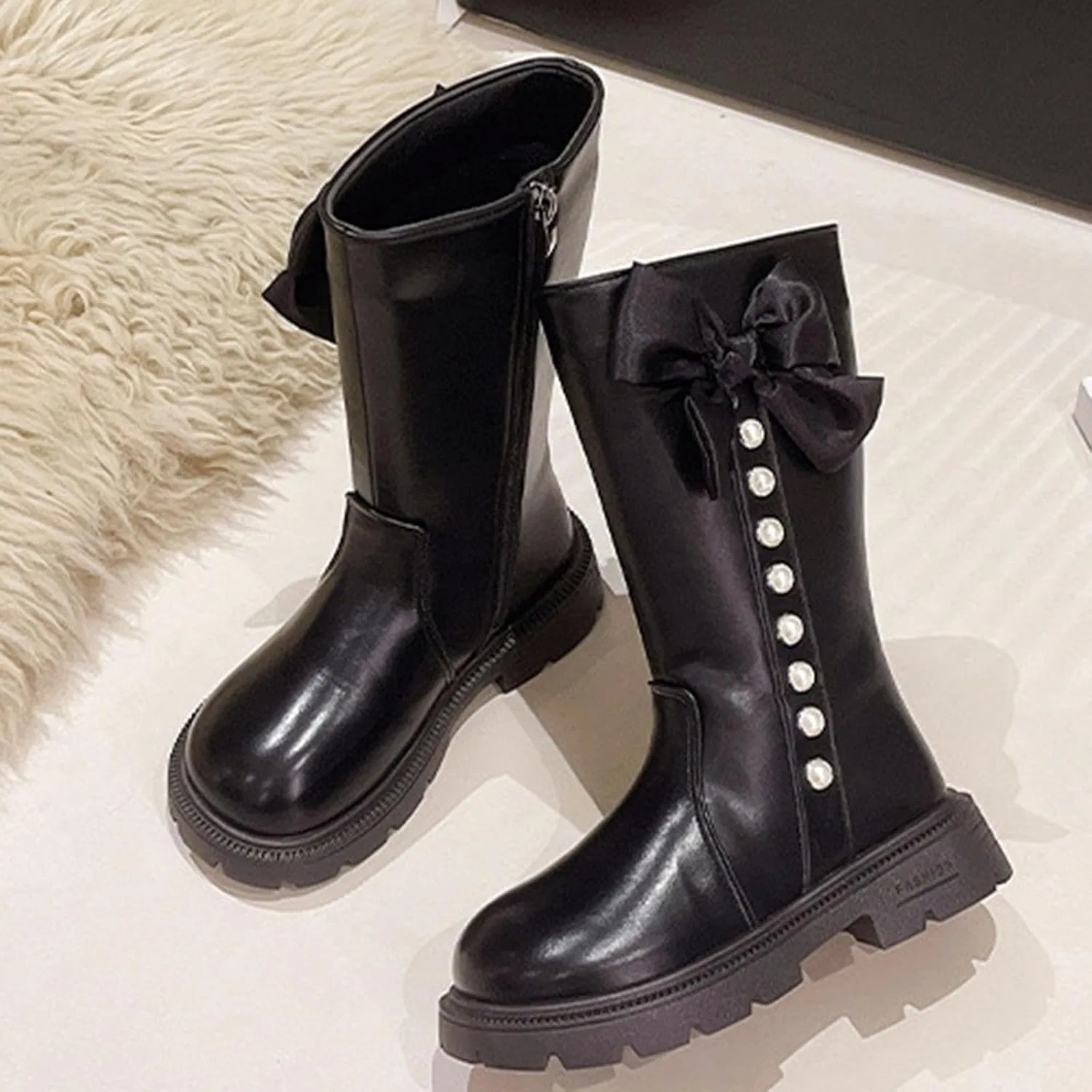 Детские сапоги для девочек с блестками, модель Cowgirl Boots Glitter, бренд, Black — фото 3