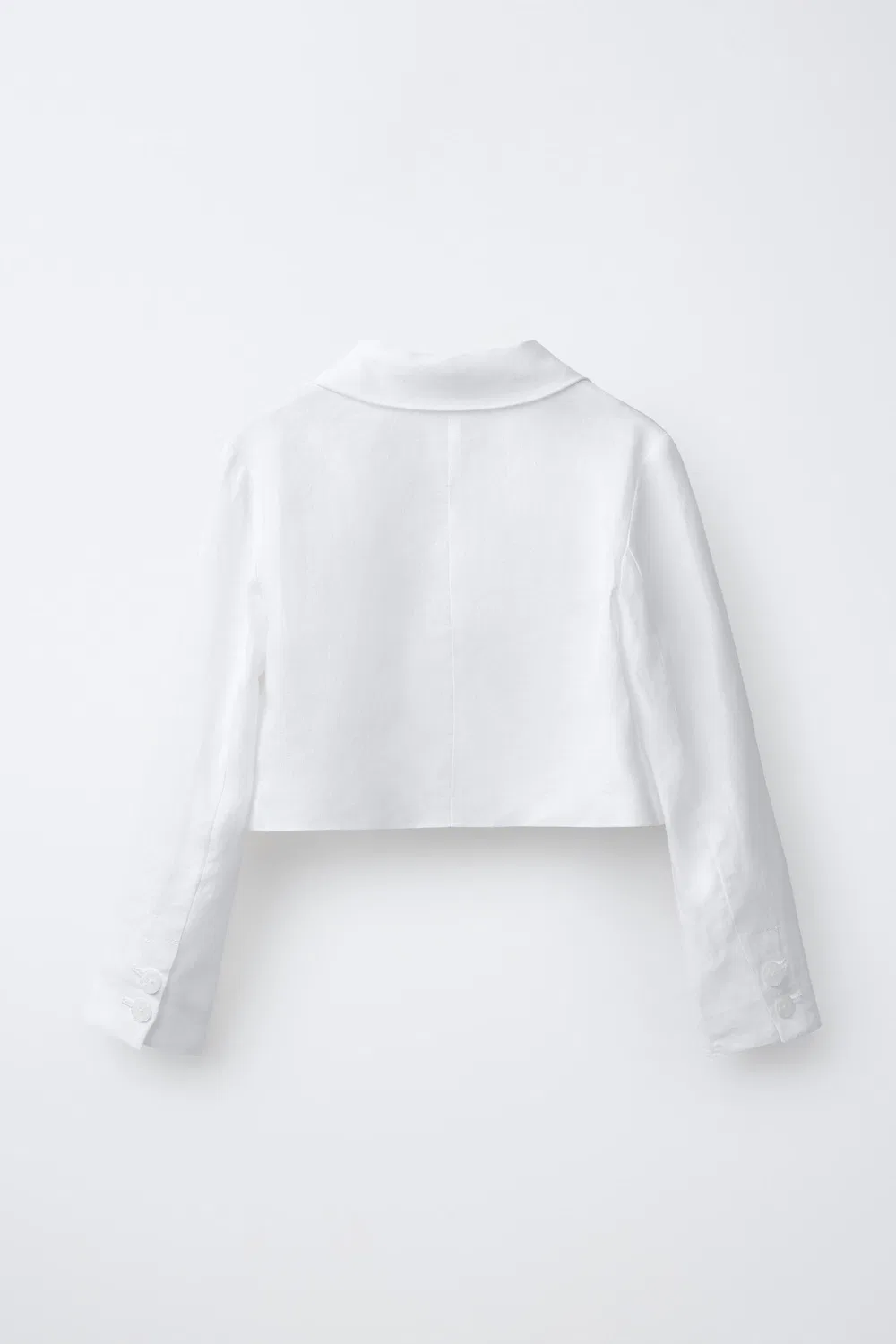 Укороченный блейзер из 100% льна ZARA, Oyster-White — фото 2