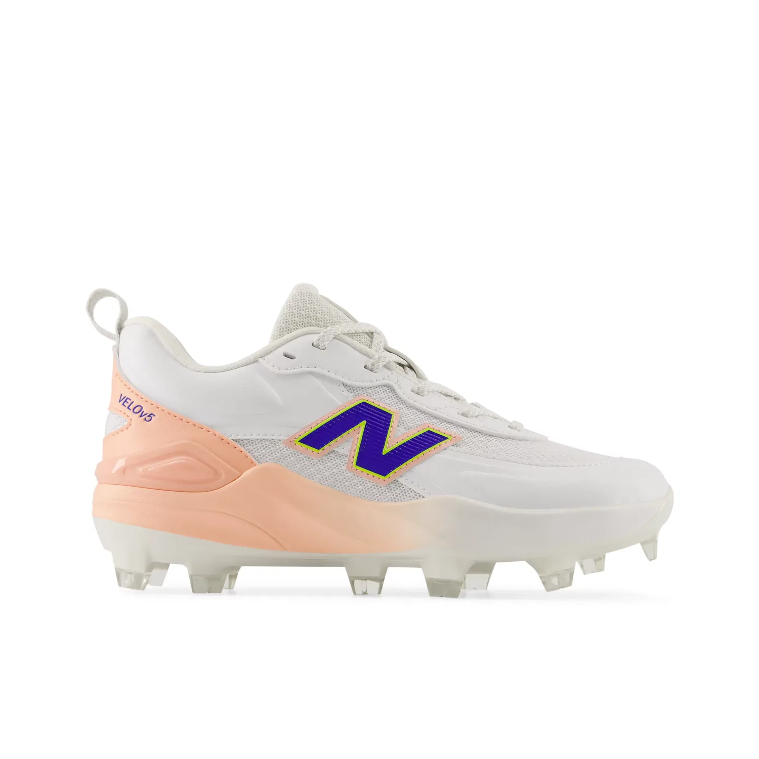 Детские бутсы для софтбола с шипами Velo v5 Youth New Balance, White With Blue Gemstone