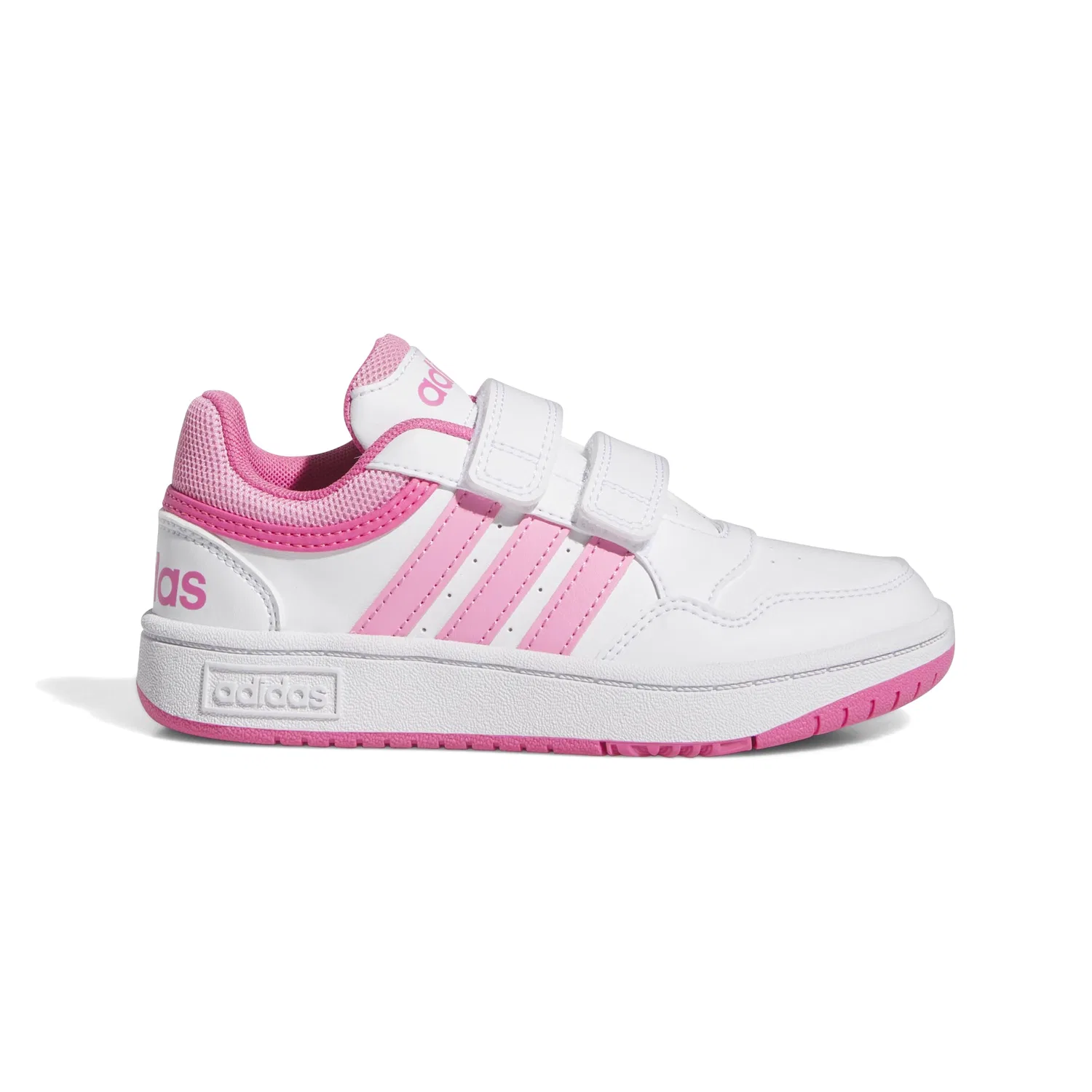 Детские кроссовки с принтом Hoops Lifestyle Basketball Hook-and-loop Adidas, Ftwr White Bliss Pink Pulse Magenta — фото 2