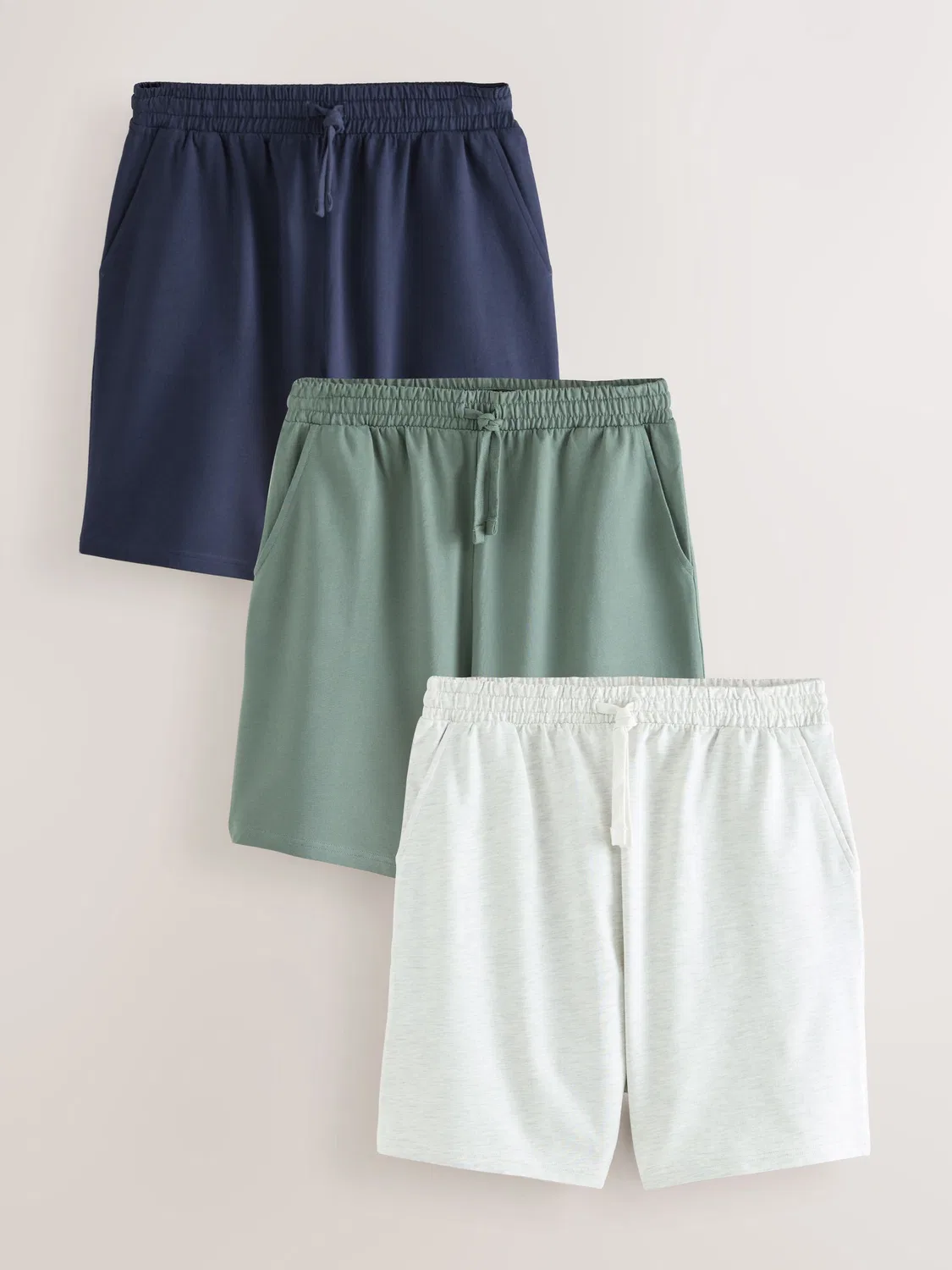 Шорты 3 шт, хлопок Next, Navy/Green/Ice Grey
