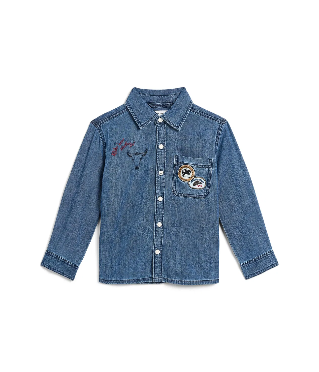 Рубашка с джинсовой нашивкой (для маленьких и больших детей) Abercrombie Kids, ANF Blue Chambray