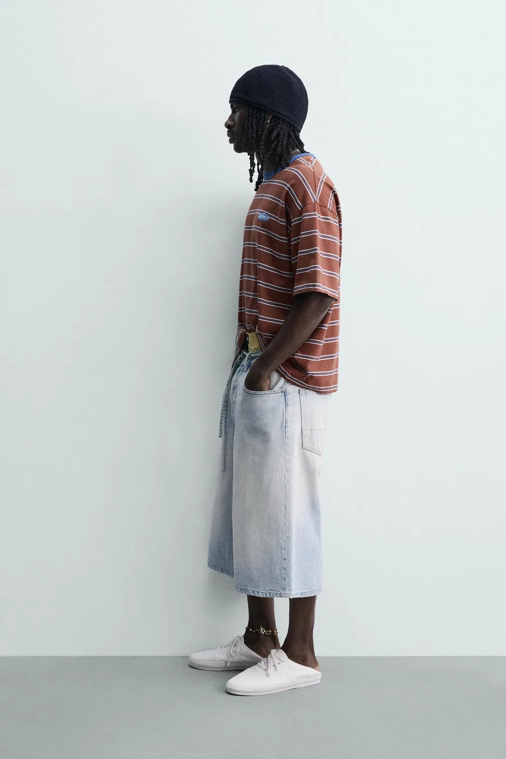 Футболка в полоску из жаккарда PUKAS SURF X ZARA, Brown Stripes — фото 4
