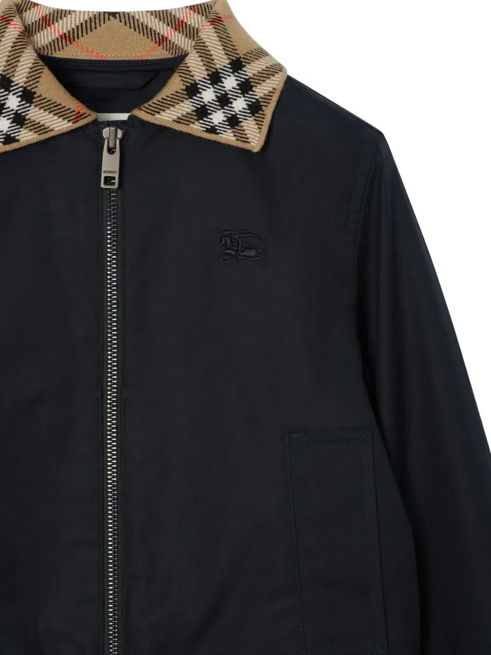 Хлопковый бомбер Hayfield Burberry Kids, синий — фото 3
