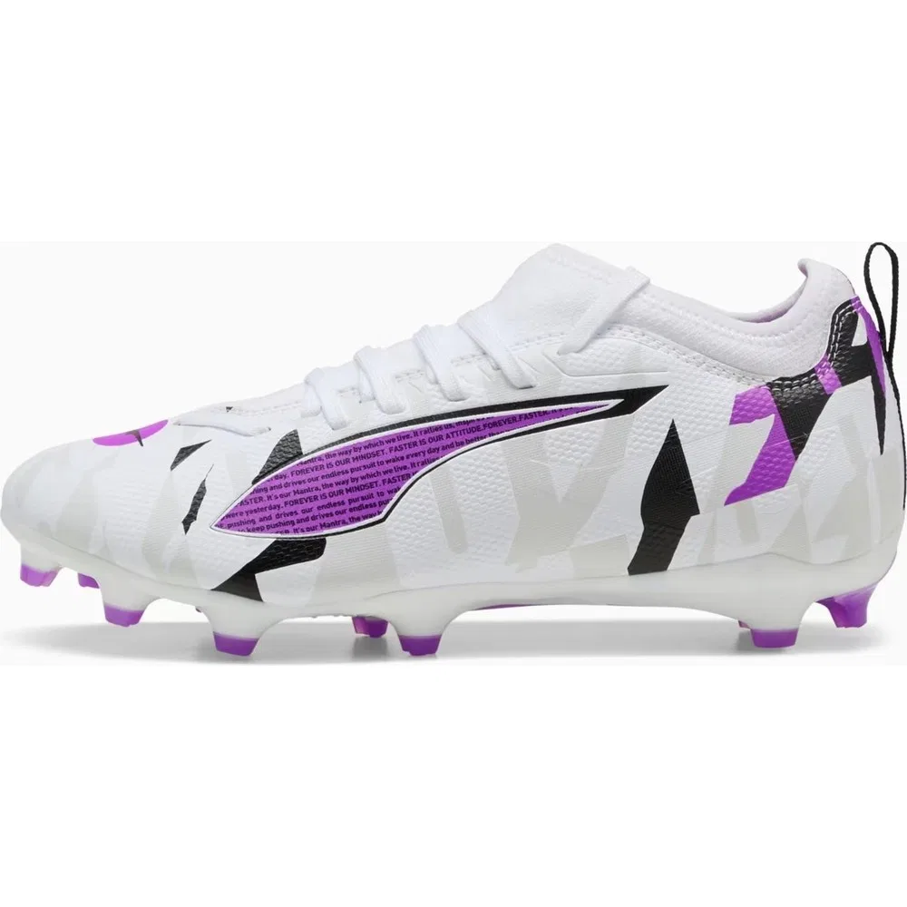 Детские футбольные бутсы для мальчиков с шипами Puma Ultra 5 Match Frvr FG/AG Jr, White Purple — фото 2