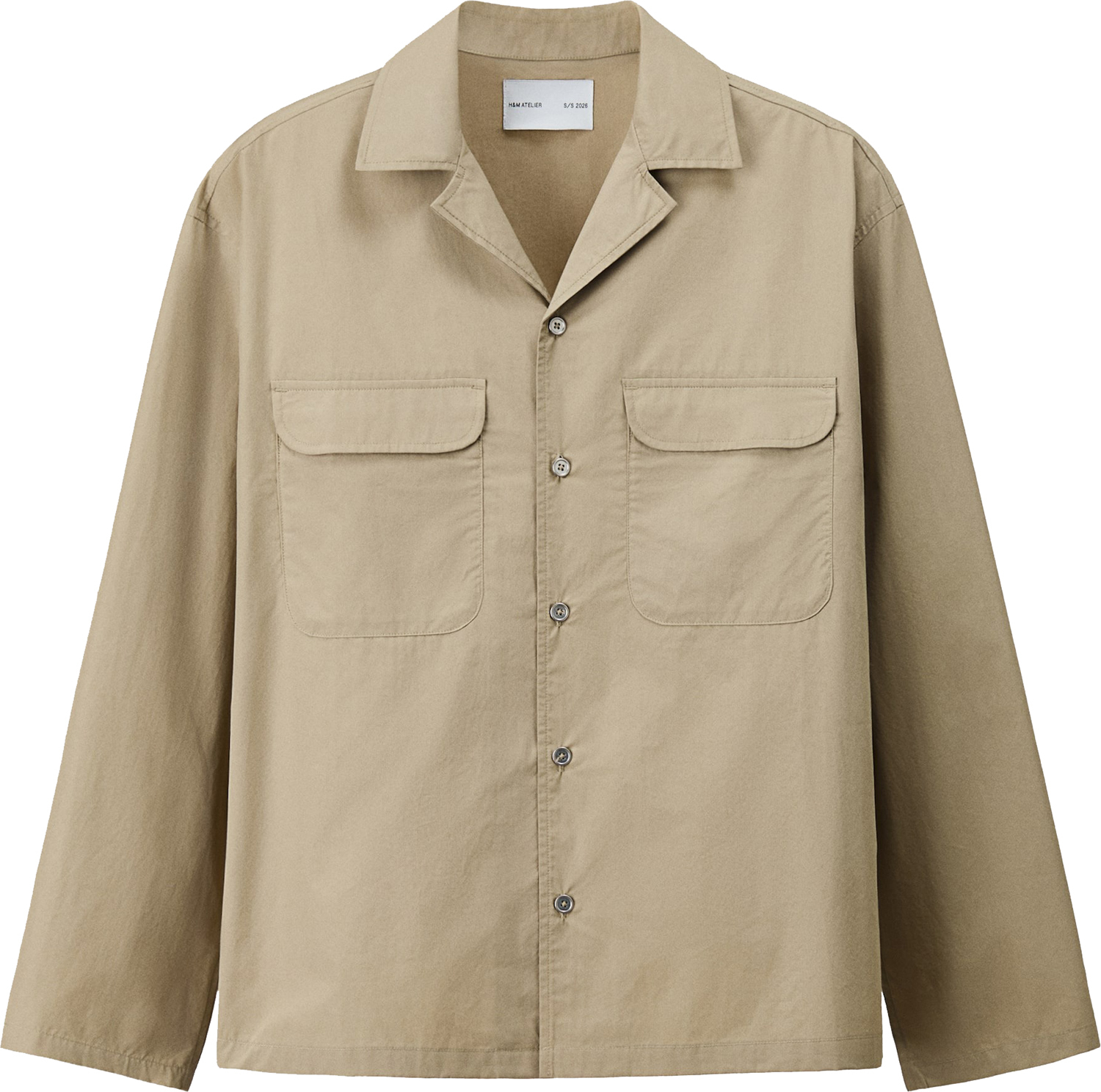 

Рубашка H&M Atelier Loose-Fit Cotton Resort, зеленый хаки