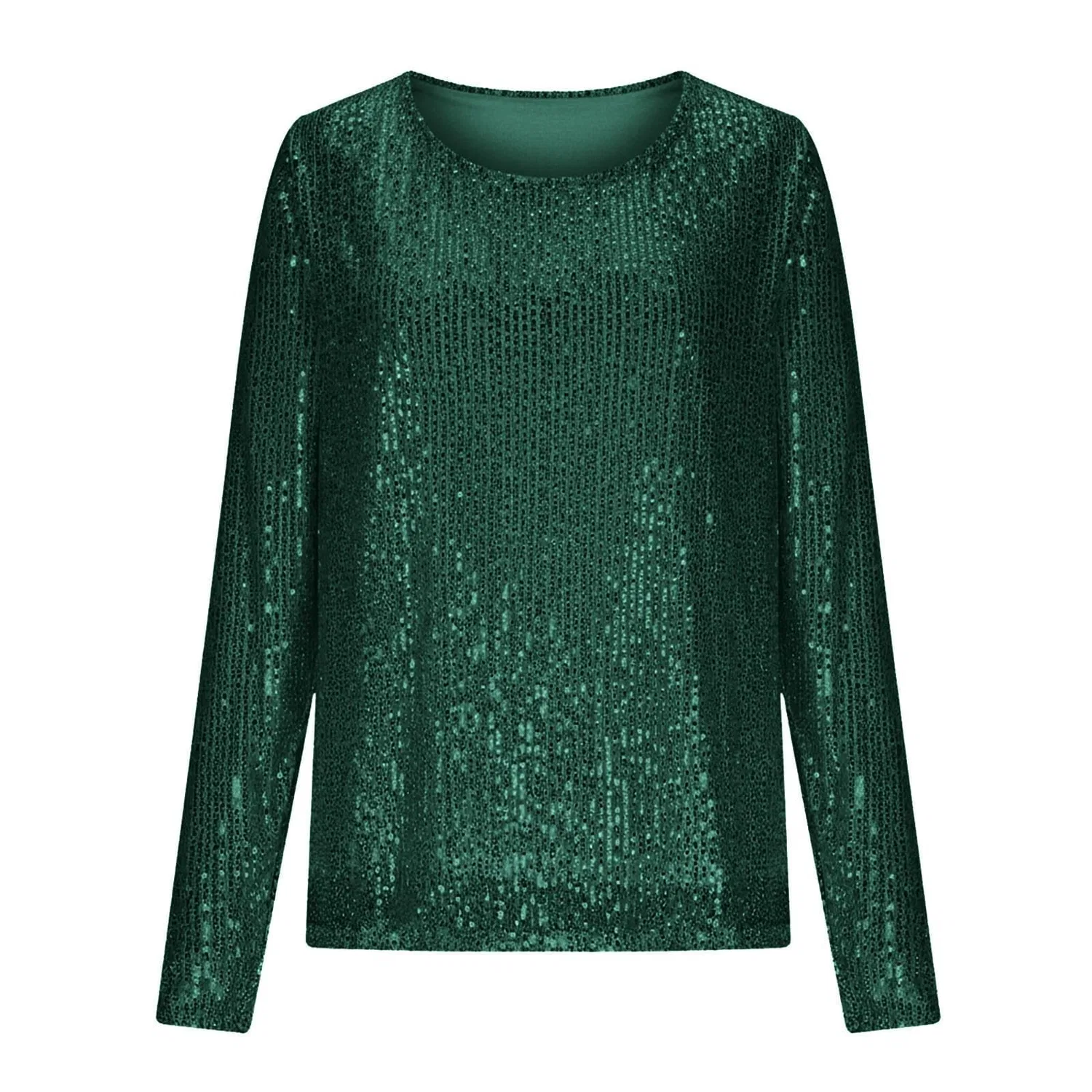 Женская блестящая блузка с длинным рукавом Sequin Tops, 30b-green — фото 3
