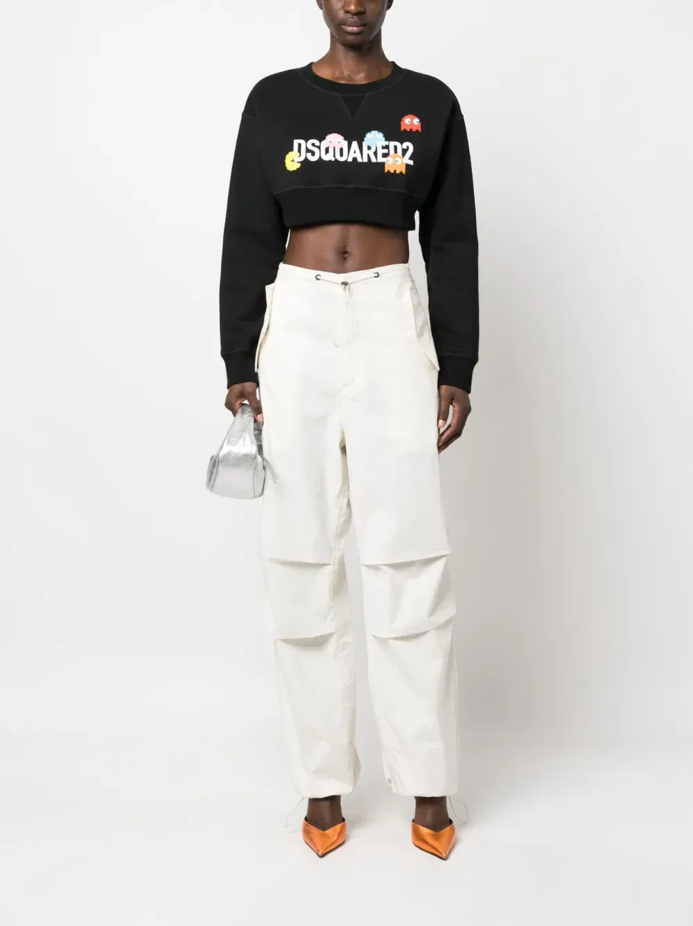 Укороченная толстовка с логотипом Dsquared2, черный — фото 2