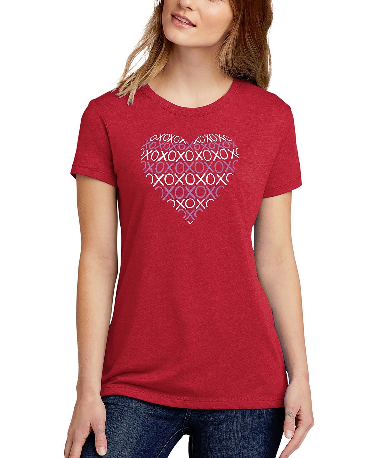 

Женская футболка word art xoxo heart LA Pop Art, красный