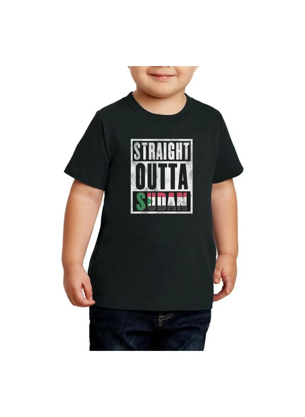 Футболка с принтом прям из Судана хлопковая Printshop4Me, черный