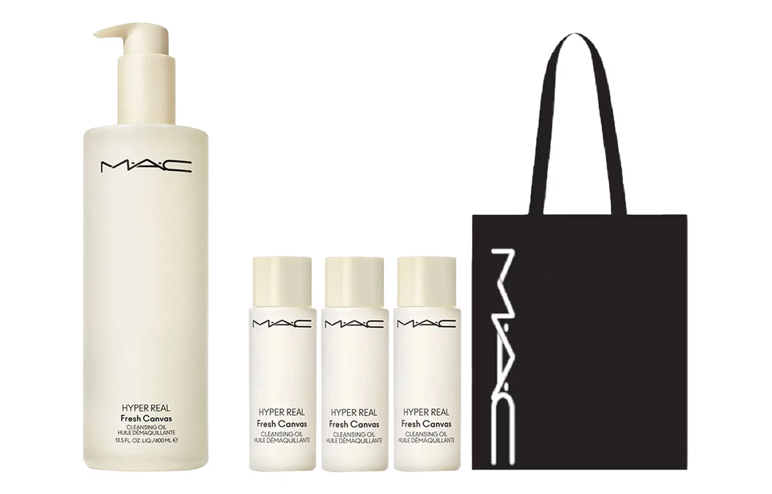 Набор очищающих масел для лица MAC Clarifying Radiance, 400 мл + 3×100 мл, с сумкой, MAC, Clear