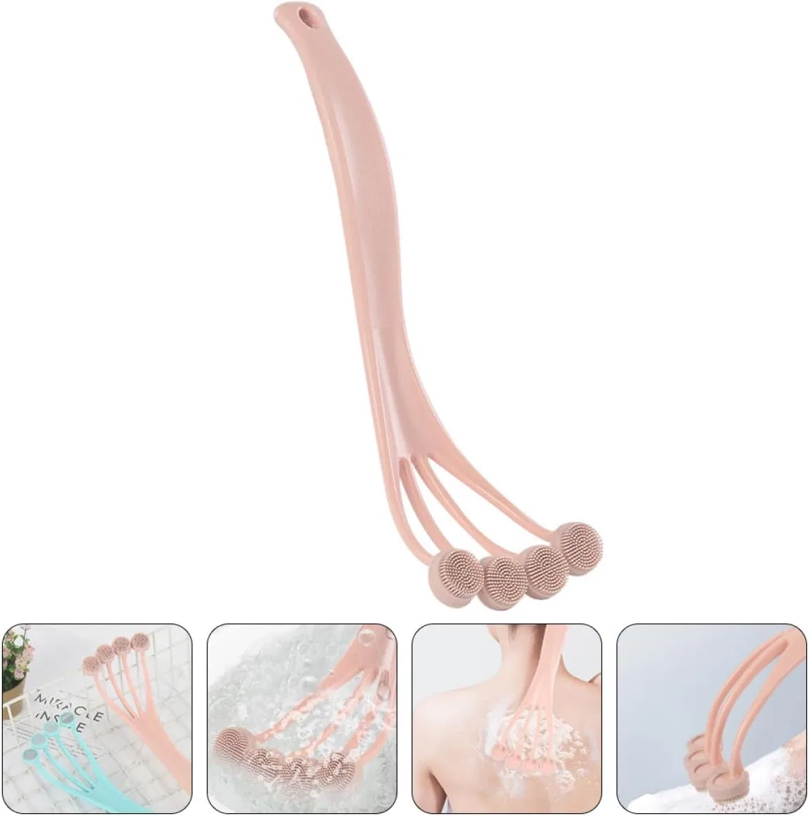 Щетка для тела с длинной ручкой Toyvian, розовый — фото 3