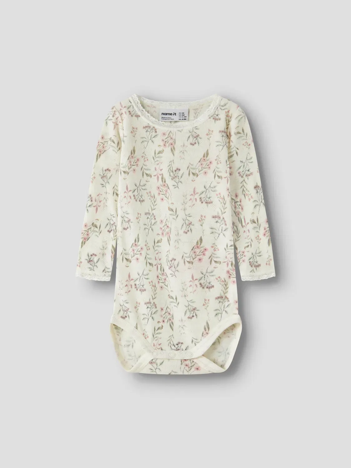 Боди с длинным рукавом из шерсти NBFWANG WOOL NEEDLE Name It, белый — фото 3