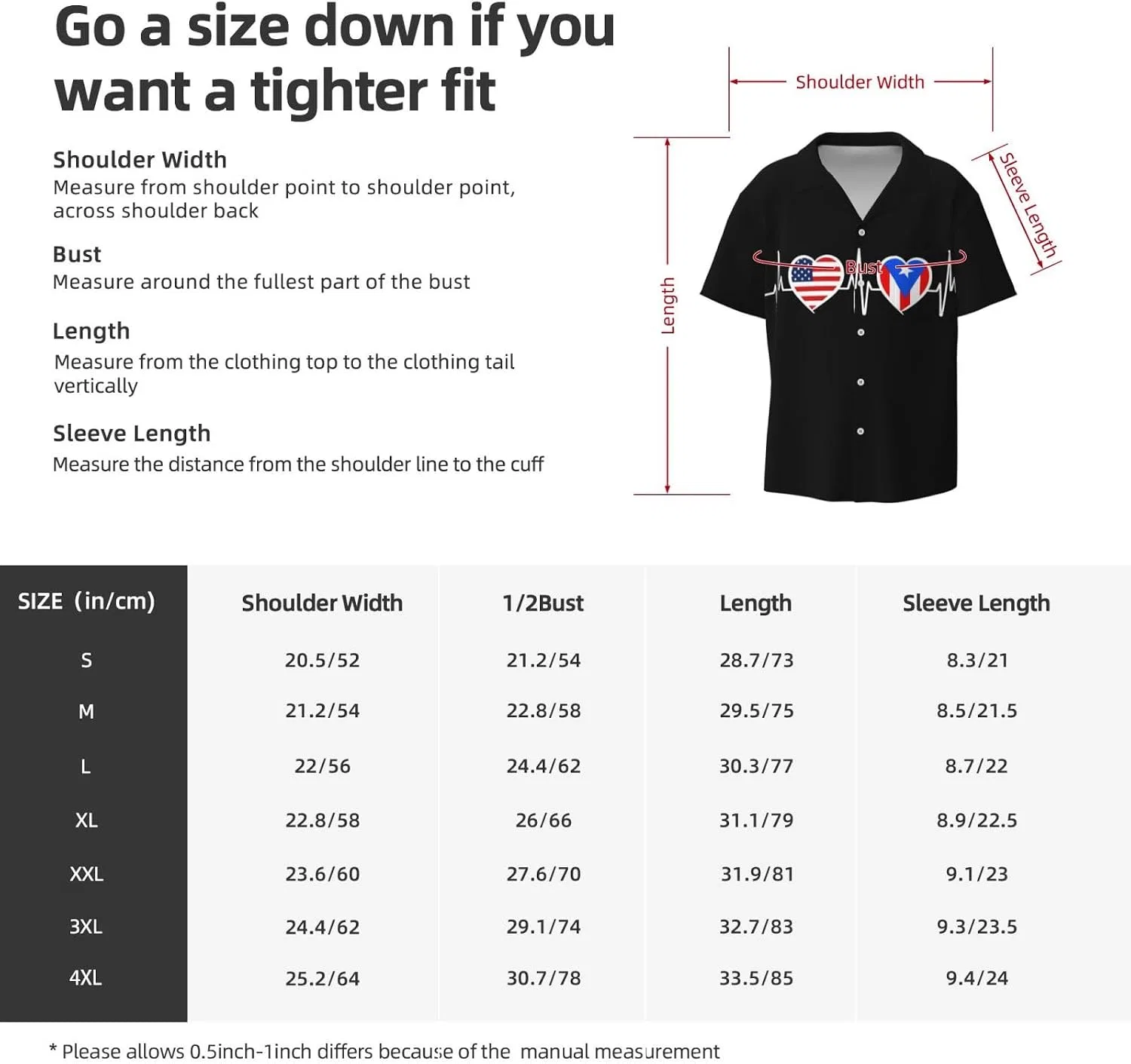 Мужская свободная футболка с принтом флага Пуэрто-Рико Cuba Collar, Black — фото 4