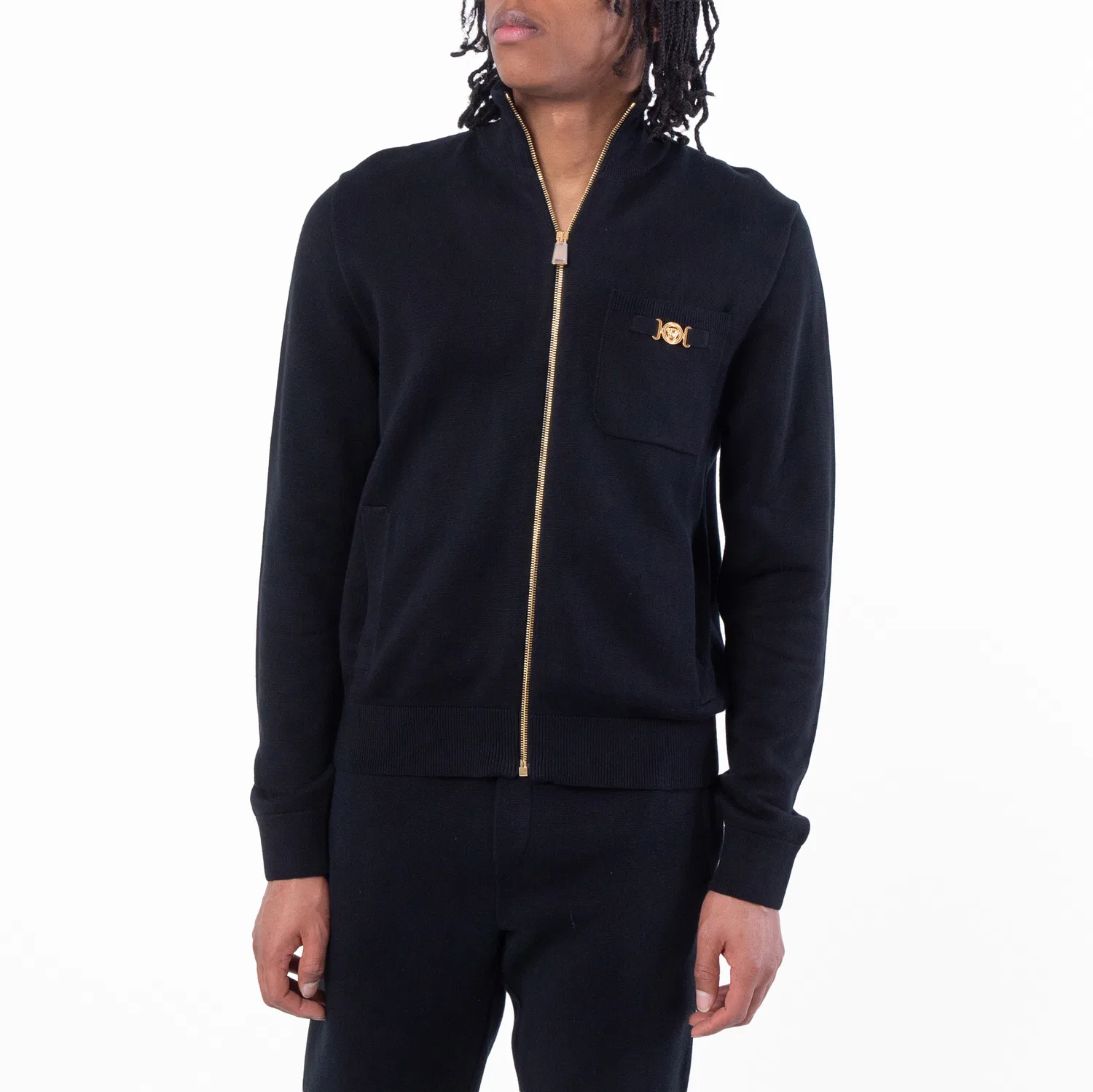 Свитер на молнии из смеси кашемира Versace, Black — фото 2