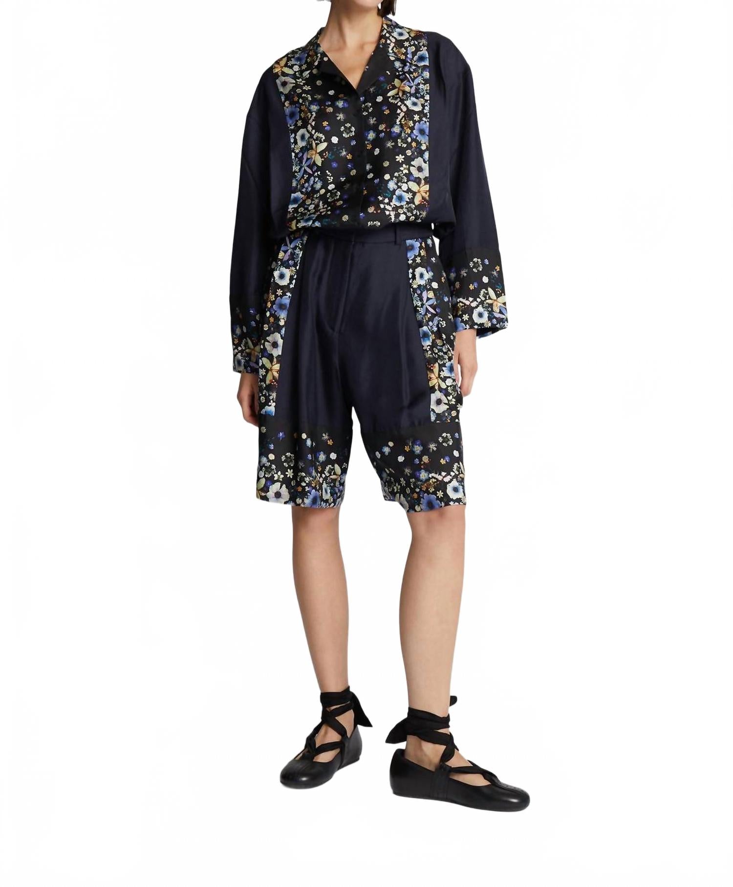 

Faiza Топ из шелка с цветочным принтом в черном цвете MUNTHE