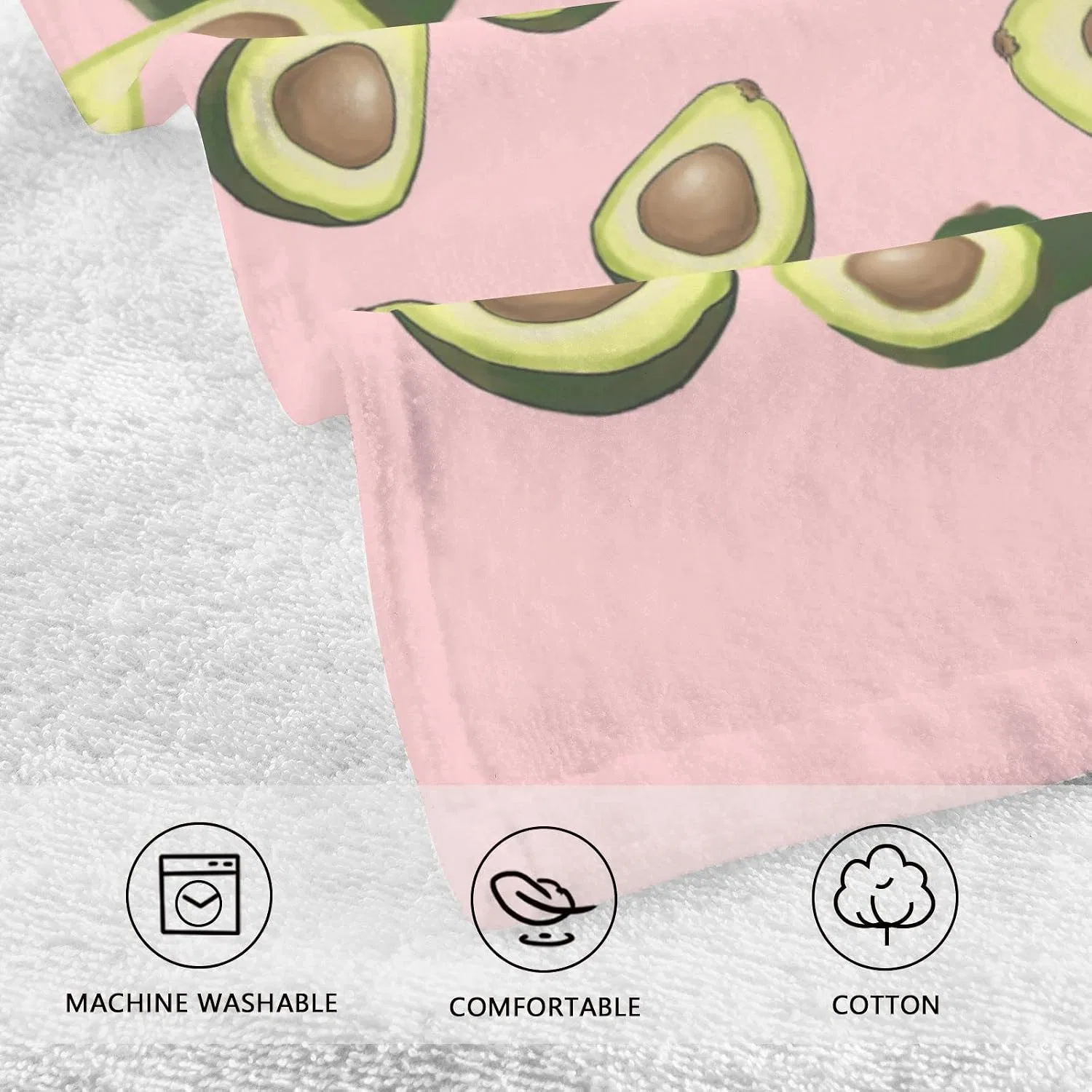 2-шт Набор лицевых полотенец Avocado-Früchte auf Rosa Poeticcity, чистый хлопок, впитывающие, мягкие — фото 4
