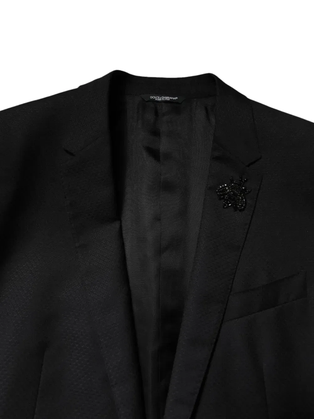 Костюм однобортный, расшитый бисером DOLCE & GABBANA, черный — фото 4