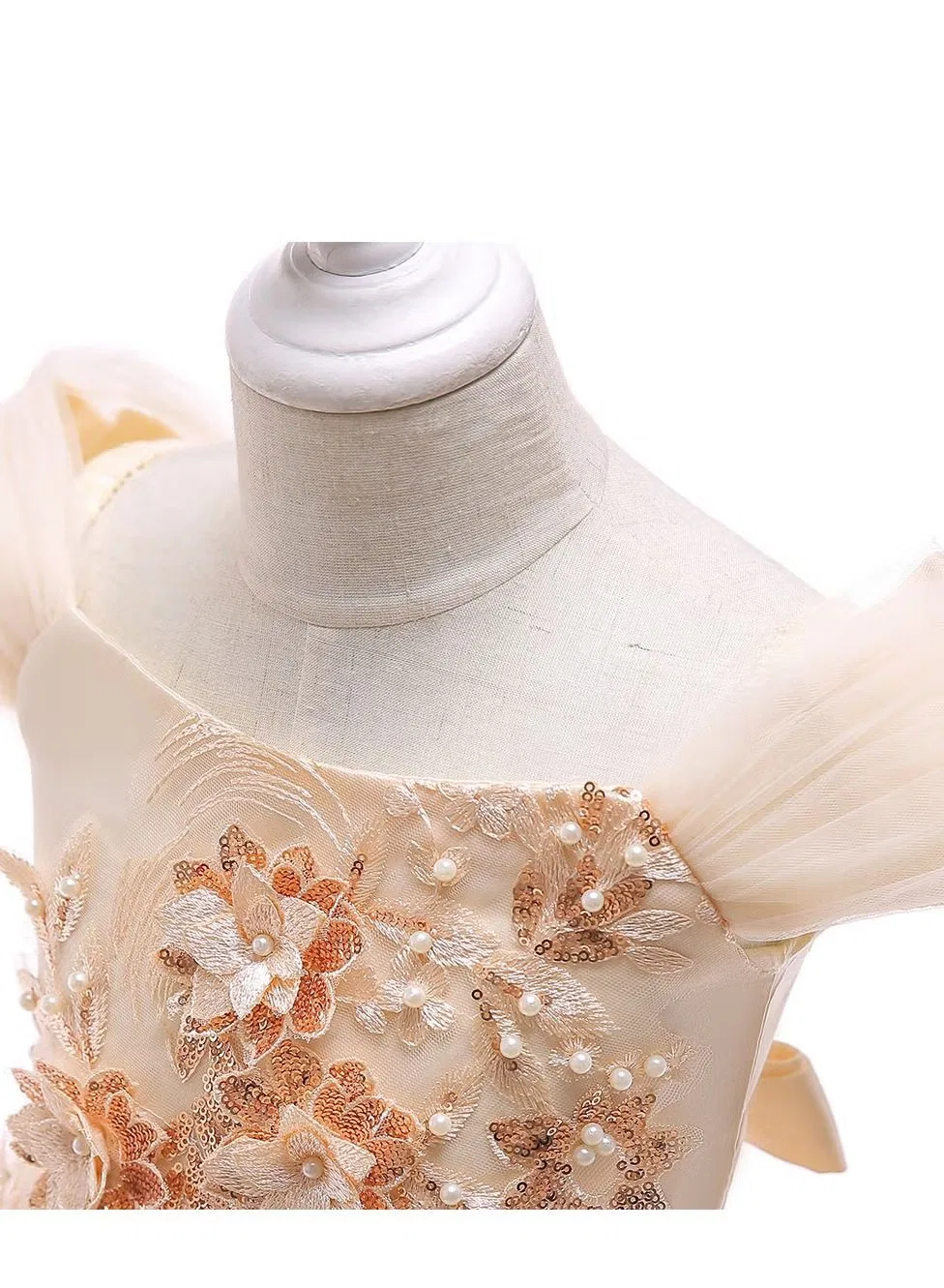 Платье длинное праздничное для дня рождения и свадьбы Best Gift Fashion, бежевый — фото 4