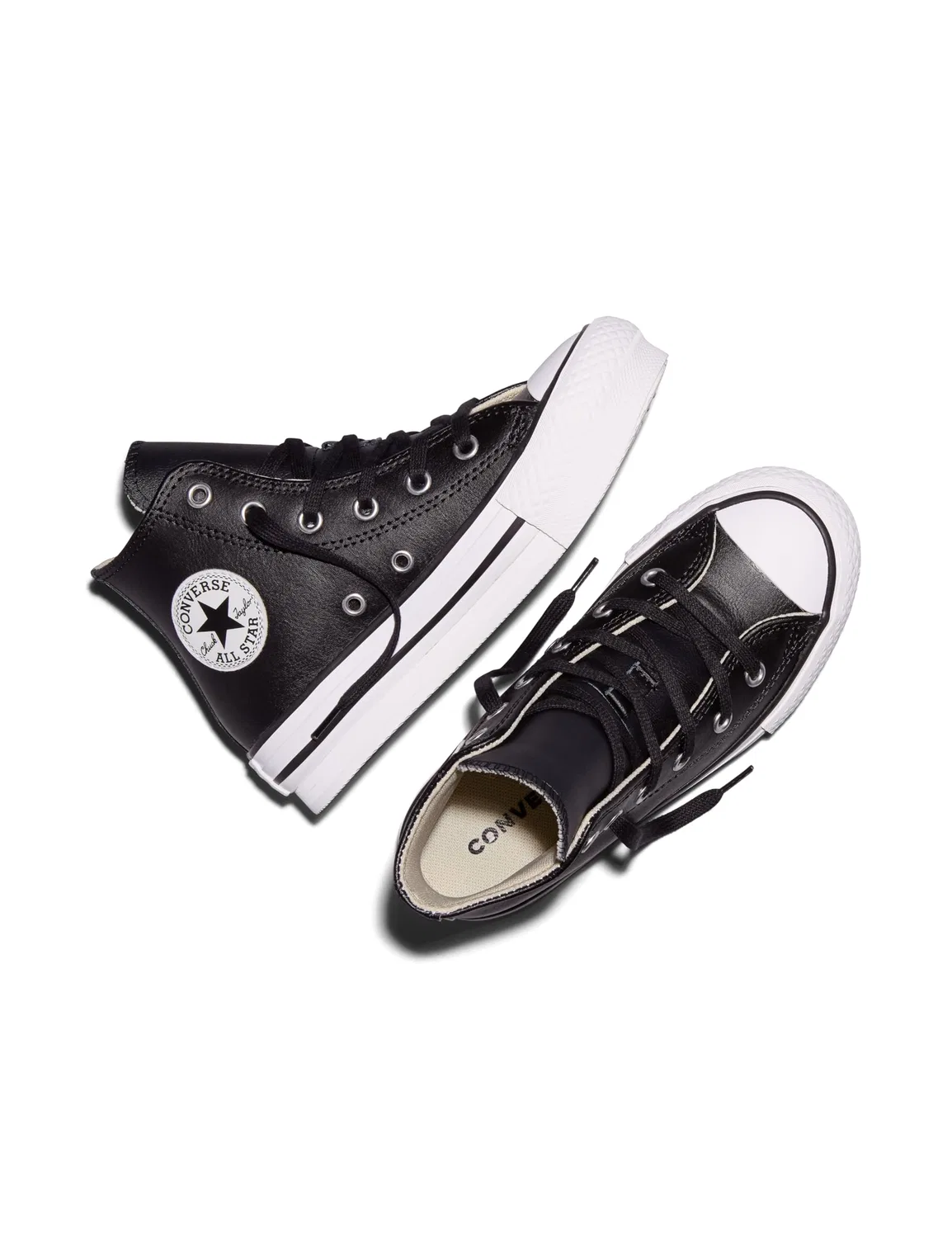 Детские кроссовки для девочек на платформе Chuck Taylor All Star Eva Lift Leather Converse, Black Natural Ivory White — фото 4