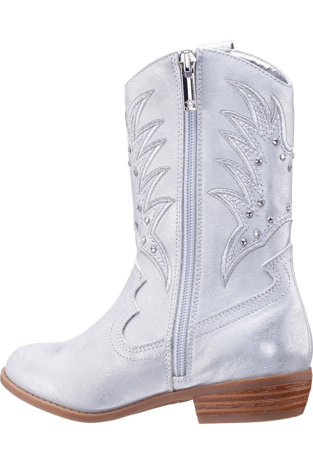 Детские ботинки вестерн с вышивкой Fillan Nina, Silver Metallic — фото 2