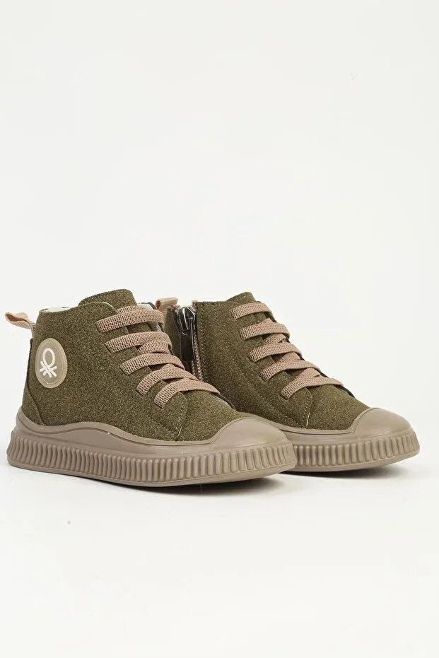 Детские ботинки для девочек с коротким каблуком Benetton, Khaki — фото 2