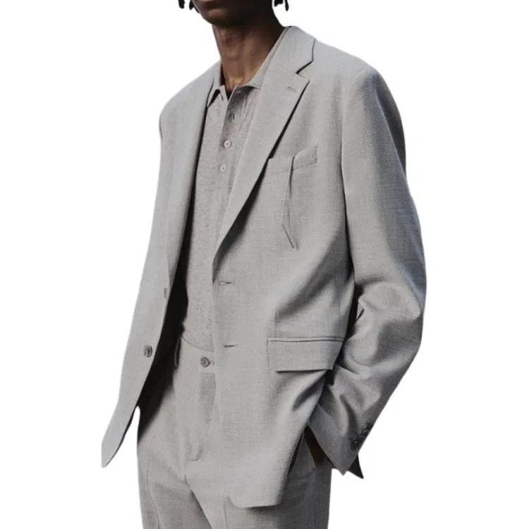 Деловой костюм свободного кроя Light Gray ZARA, Светло-серый — фото 4