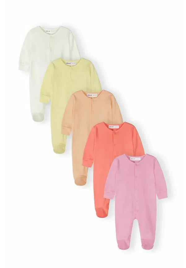 Комплект из 5 боди с длинным рукавом хлопок Sleep Suit Minoti pink coral, Yellow, желтый/розовый