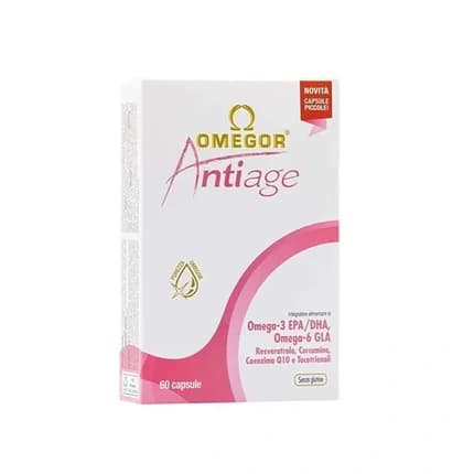 

OMEGOR Антивозрастная добавка для кожи с омега-3 EPA/DHA и омега-6 GLA ресвератролом куркумой альфа-липоевой кислотой коэнзимом Q10 токотриенолами 60 капсул