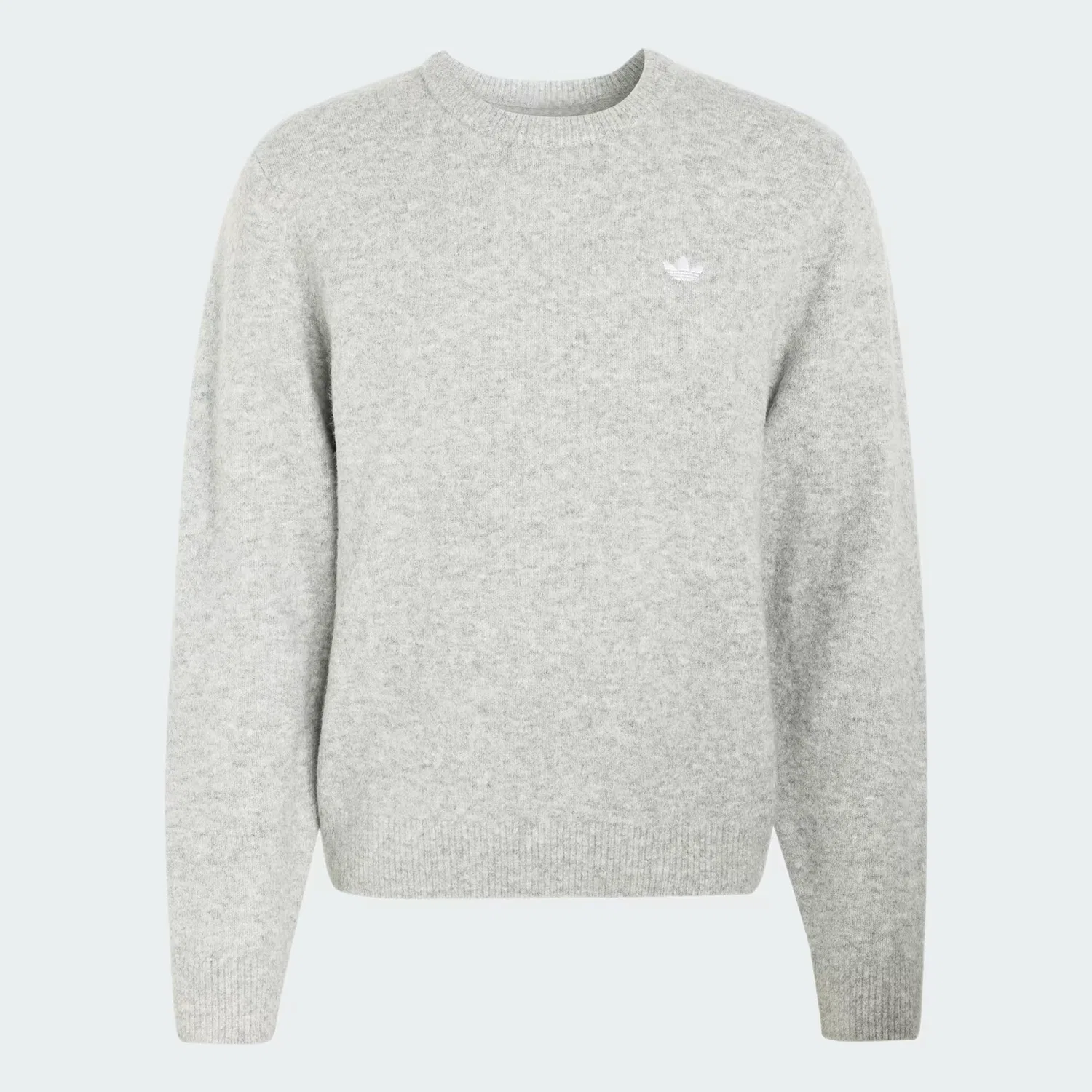 Мужской вязаный свитер с круглым вырезом Trefoil Essentials Fully Knit Sweater Adidas Originals, серый меланж — фото 4