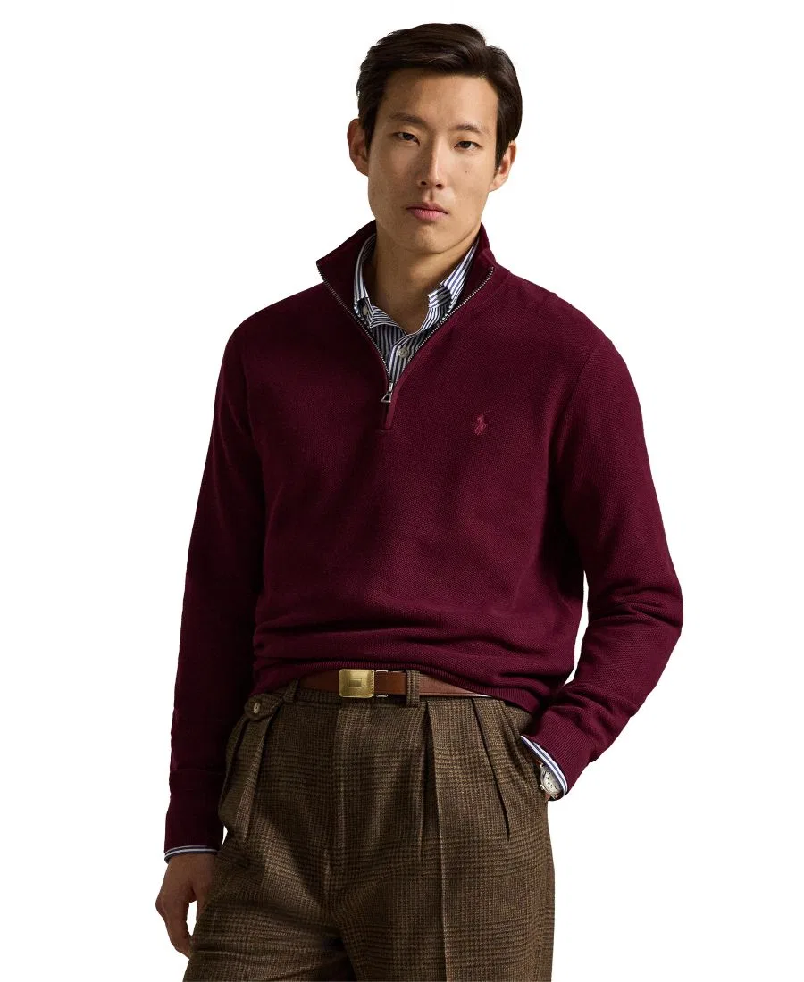 Свитер с воротником-гольф и молнией Polo Ralph Lauren, Merlot Wine Heather