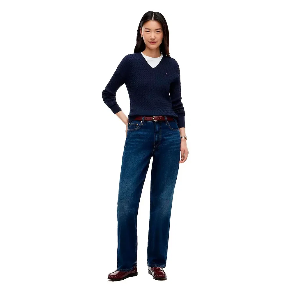 Женский свитер с V-образным вырезом Tommy hilfiger, Blue — фото 4