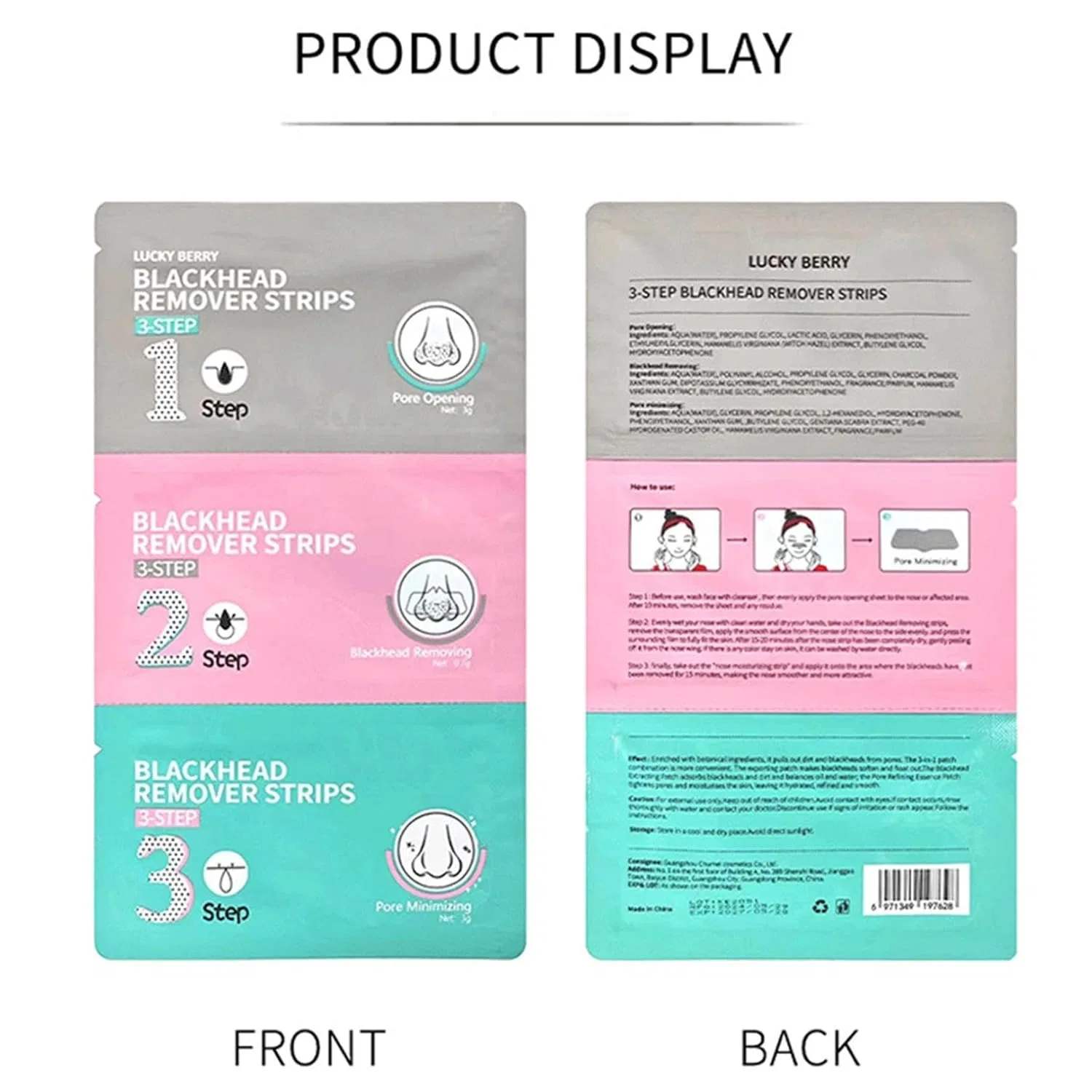 Набор для удаления черных точек Nose Pore Strips 3 Step Kit, 8 шт Generisch — фото 4