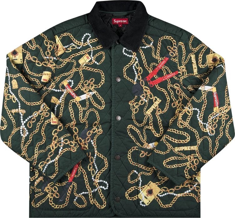 

Куртка Supreme Chains Quilted Jacket 'Dark Green', зеленый