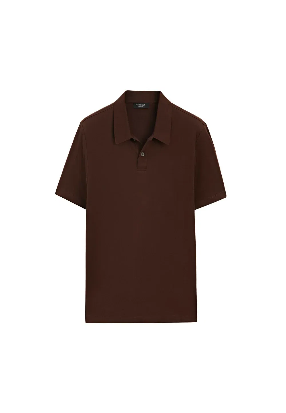 Поло с коротким рукавом из 100% хлопка - рубашка поло Massimo Dutti, Brown — фото 3