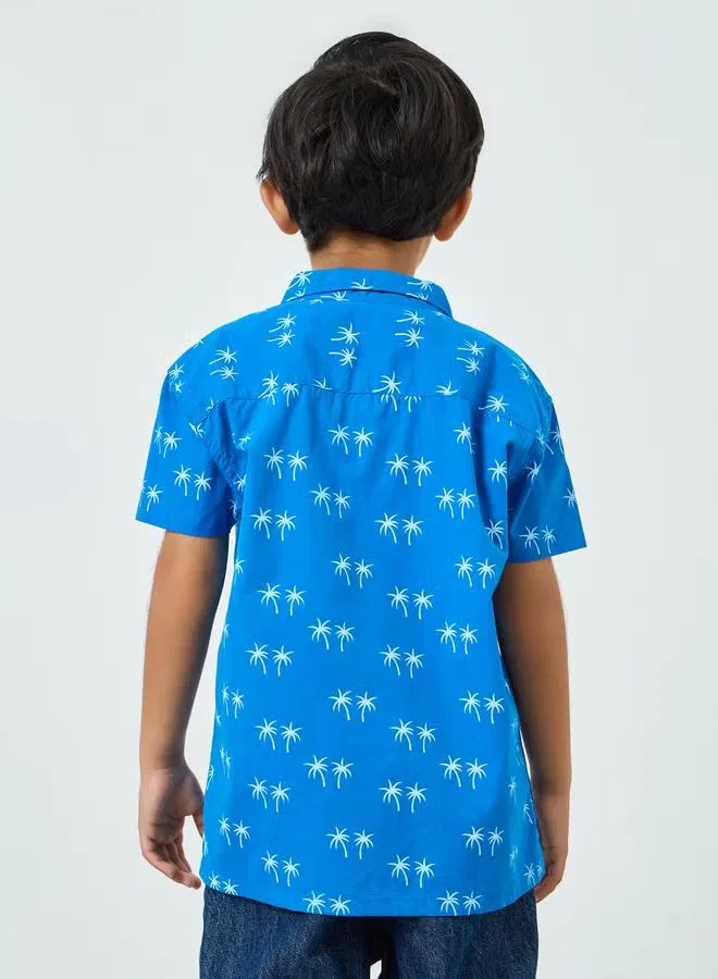Рубашка с принтом пальм хлопковая Boys Palm Print Styli, синий — фото 3