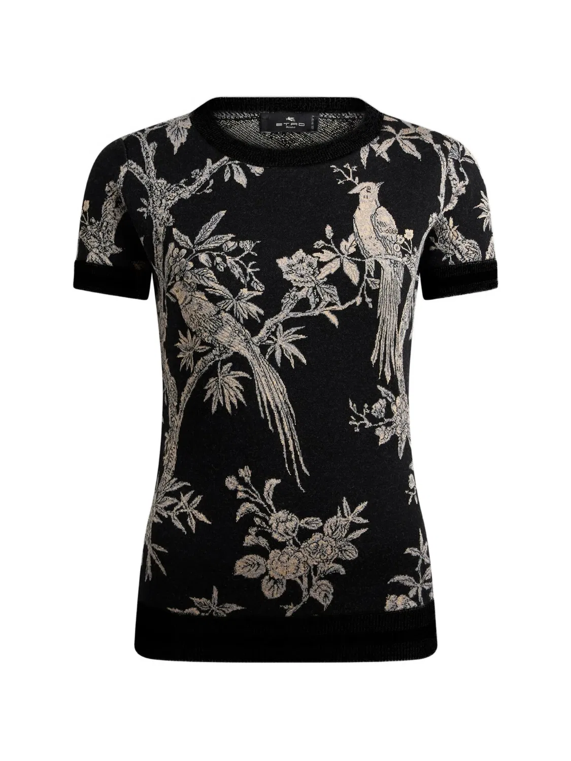Жаккардовая футболка из смесовой шерсти Etro, черный