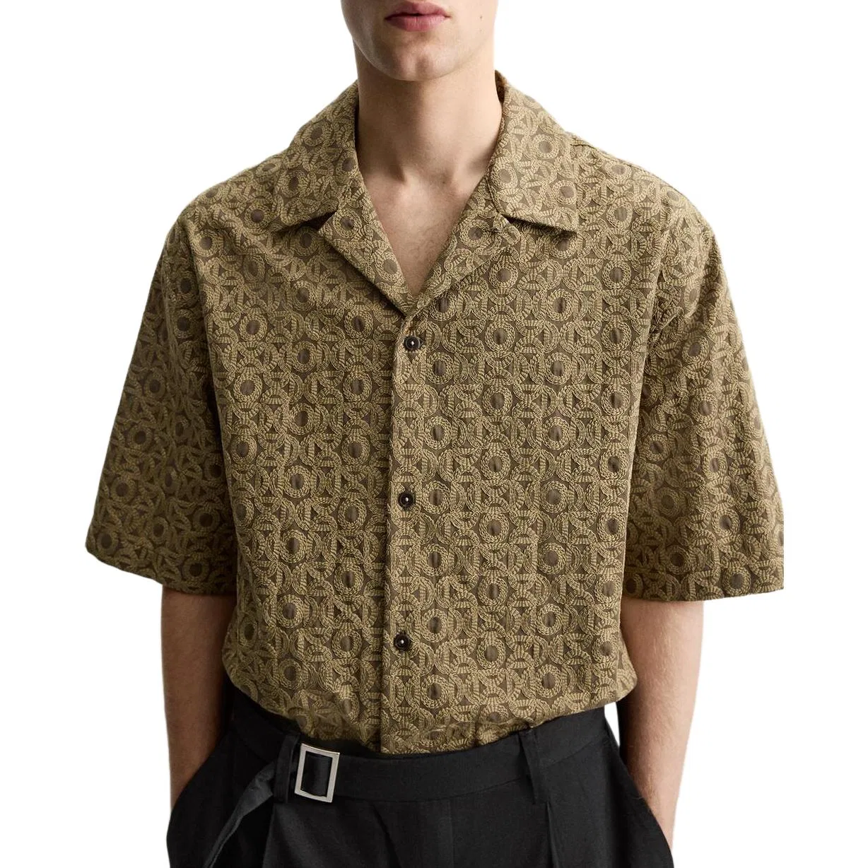 Мужская рубашка с лацканами Light Brown ZARA, Light Brown — фото 4