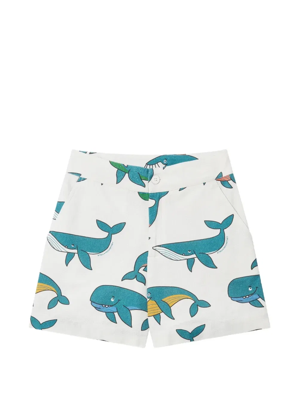 Хлопковые шорты с принтом кита Stella McCartney Kids, белый