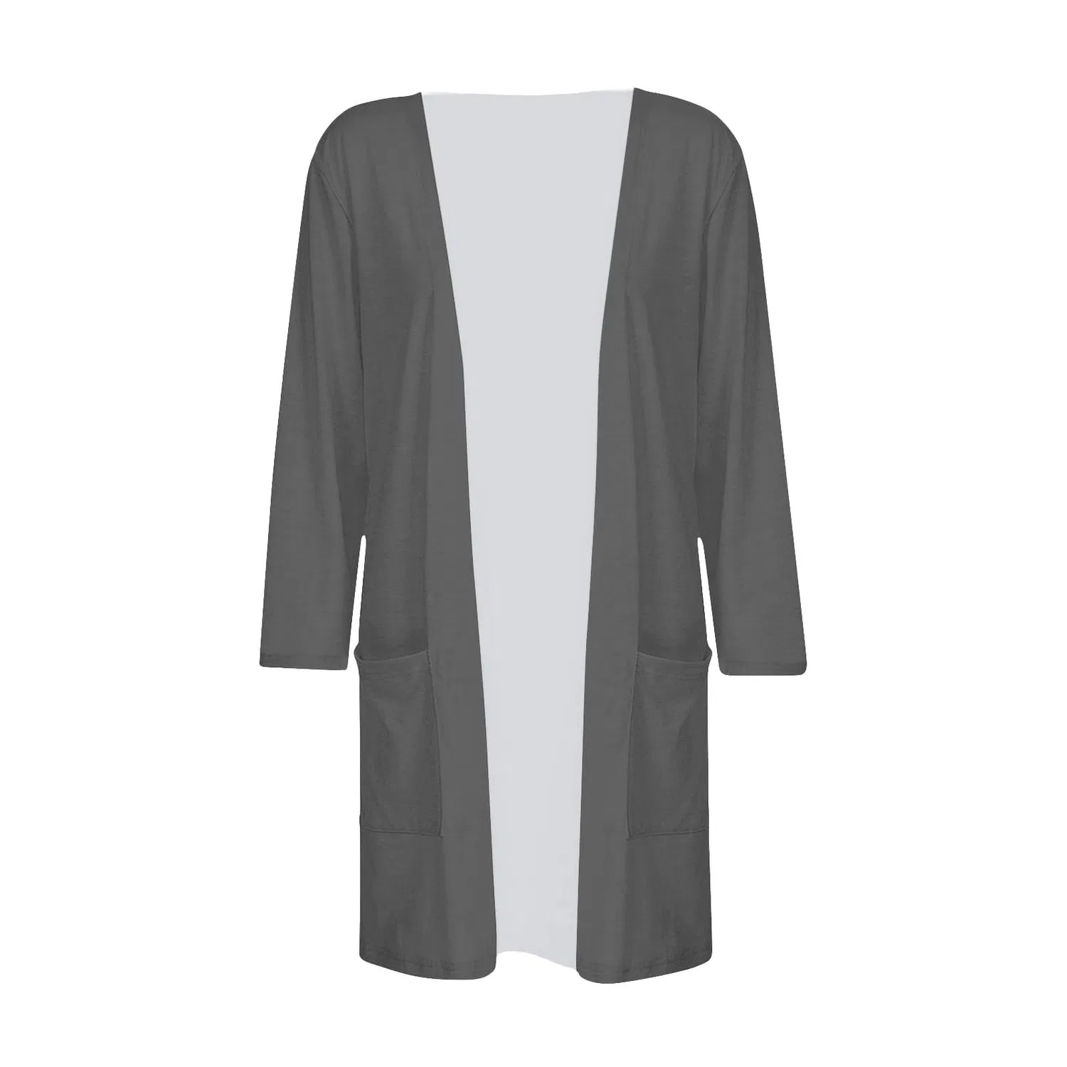 Женский легкий кардиган с открытым передом и рукавом три четверти, Grigio Scuro — фото 4