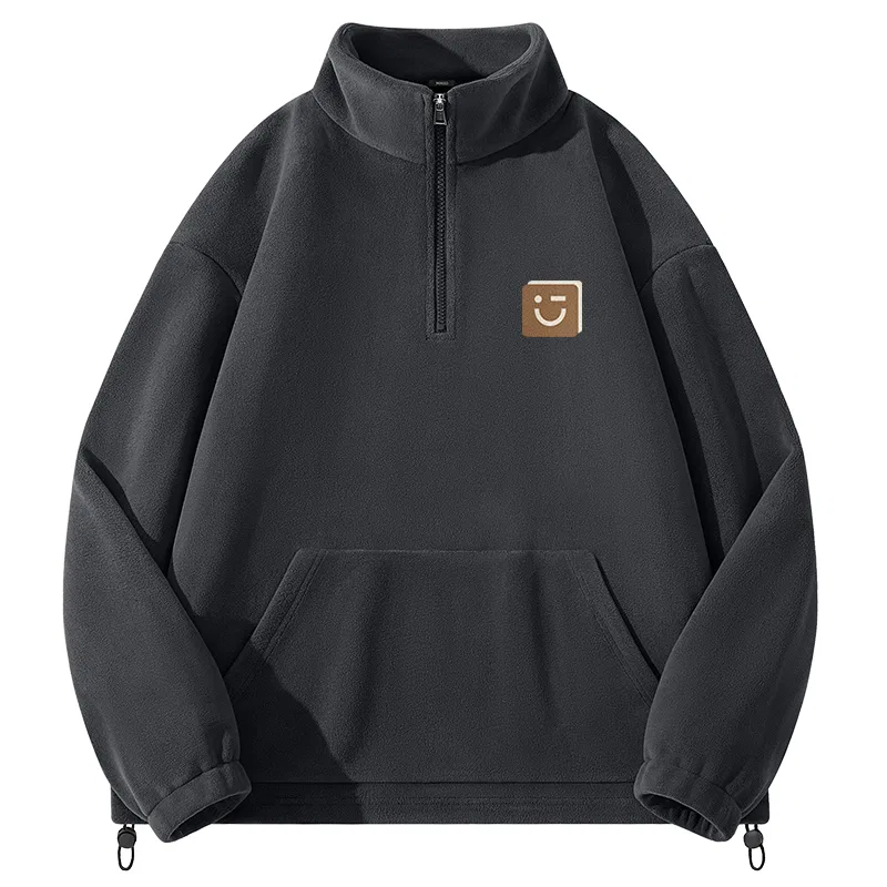 Детский свитшот утепленный с принтом Smile Chest Logo MINISO, Dark Gray