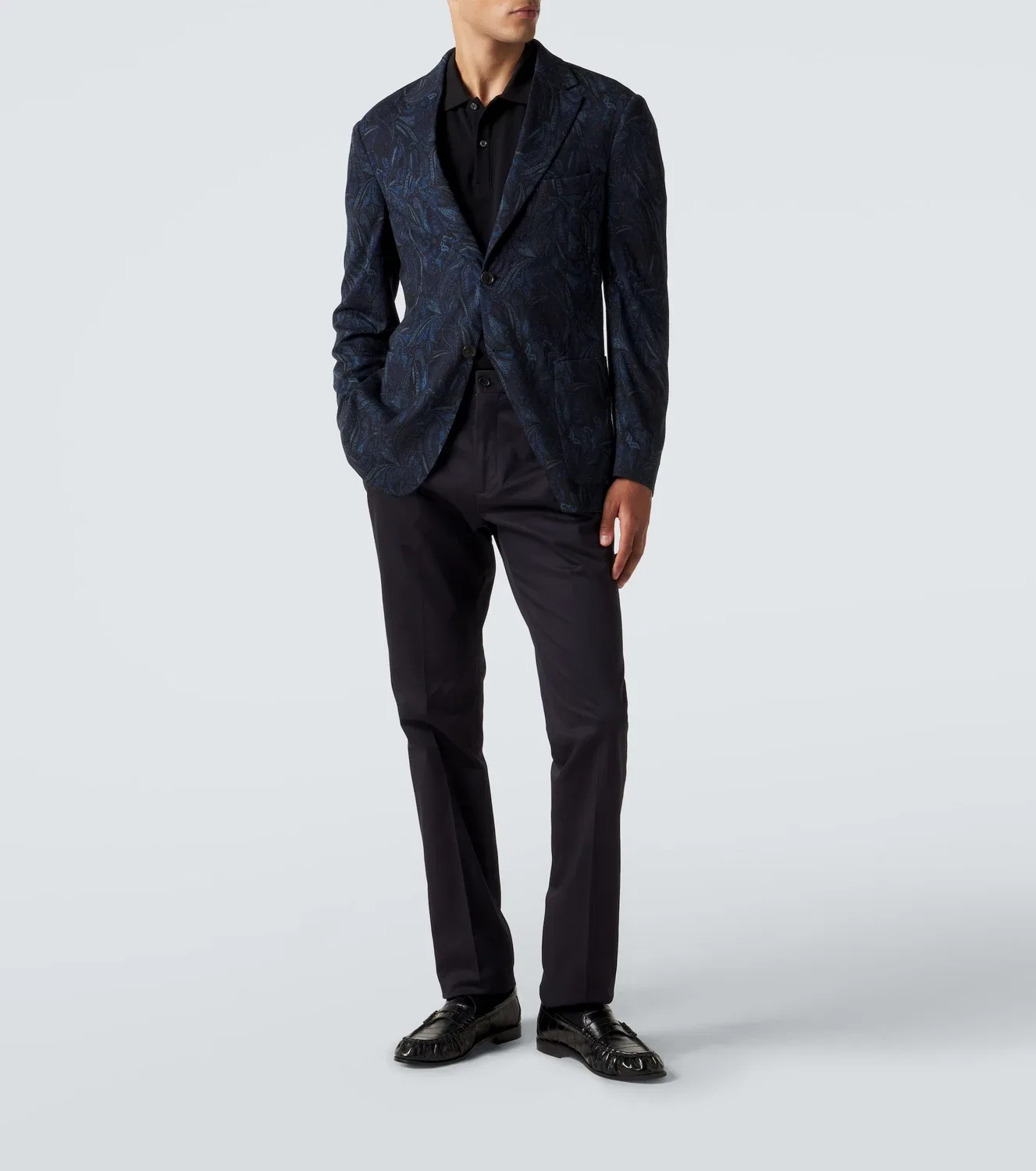 Зауженные брюки из смесового хлопка ETRO, синий — фото 2
