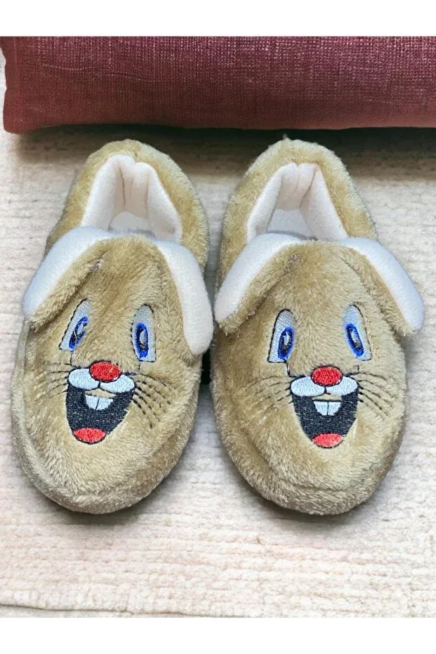 Детские тапочки для мальчиков с принтом Eared Rabbit Figured Ahs, Beige — фото 2