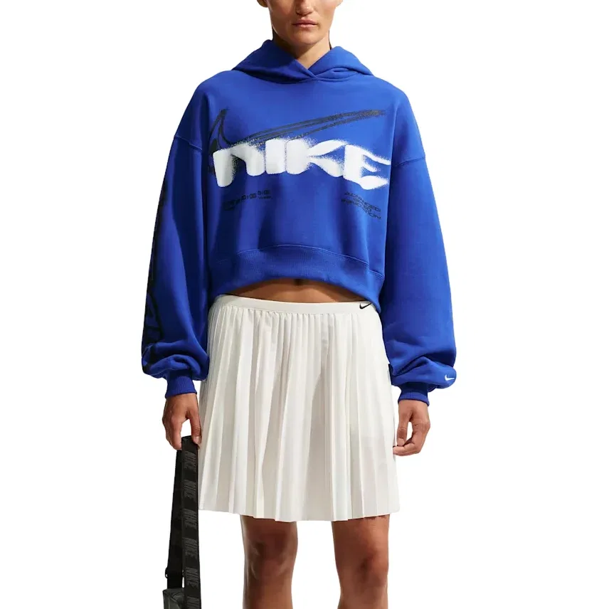 Женское худи Studio Fleece Medium Weight Cropped Oversized Hoodie 'Old Royal Sail' Nike, Old Royal/Sail — фото 2