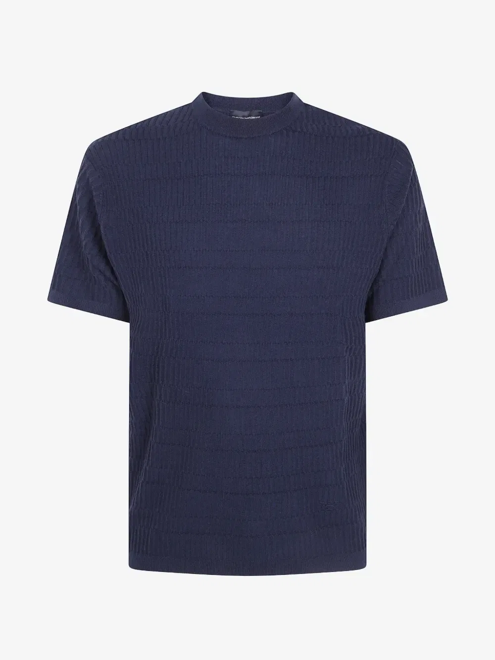 Футболка из шерсти в рубчик EMPORIO ARMANI, синий