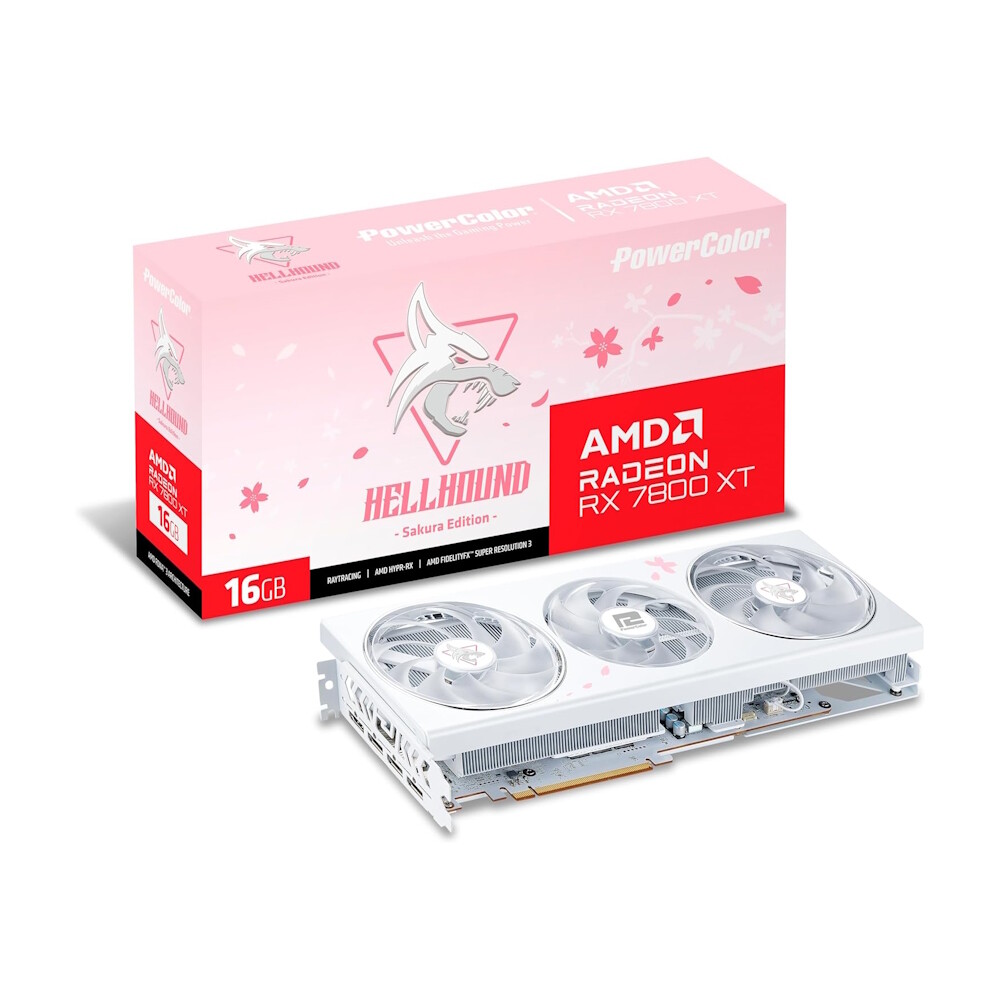 

Видеокарта PowerColor AMD Radeon RX 7800 XT Hellhound Sakura, 16 ГБ, ‎RX7800XT 16G-L/OC/SAKURA, белый