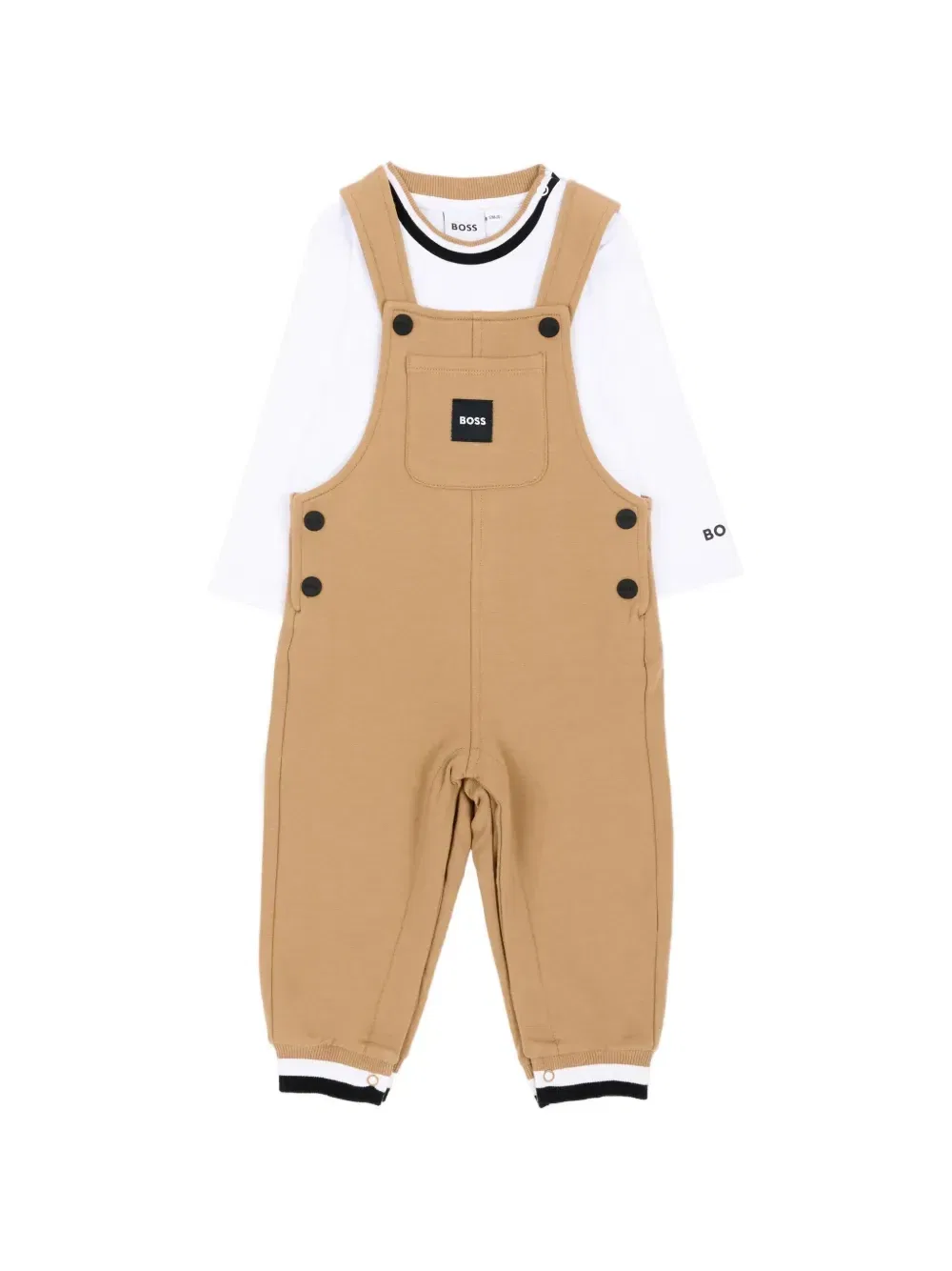 Полукомбинезоны с нашивкой-логотипом Boss Kidswear, бежевый
