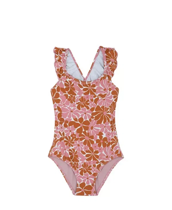 Детский купальник для девочек с квадратным вырезом и рюшами Summer Memories Gottex Kids, Pink/Brown