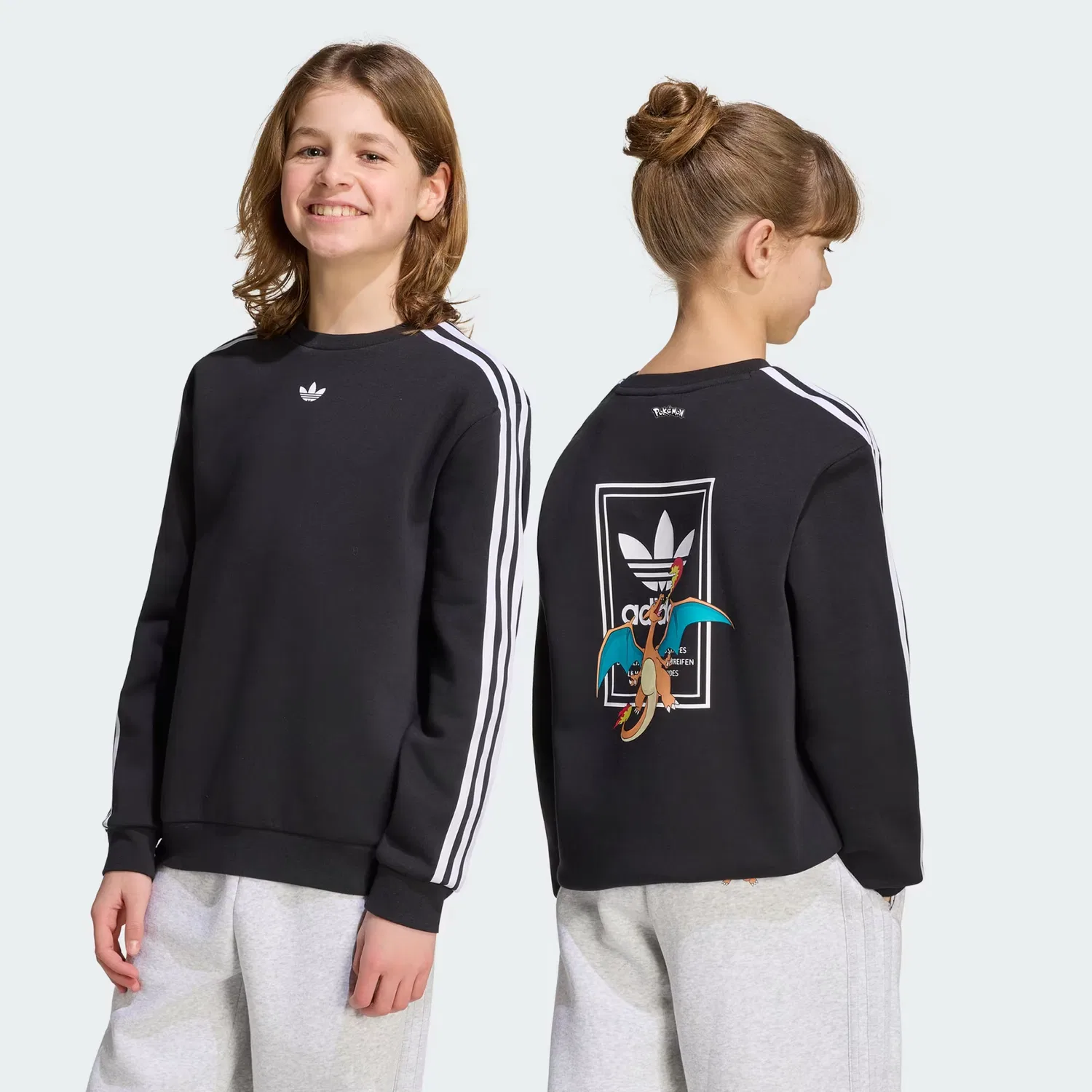 Детский свитшот свободного кроя Pokémon Loose Crew Adidas Originals, черный — фото 2