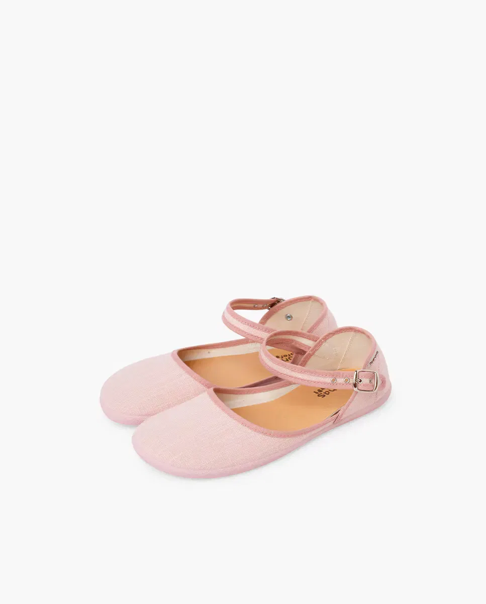 Детские туфельки-лодочки без каблука из льна Merceditas Pisamonas, Rosa — фото 2